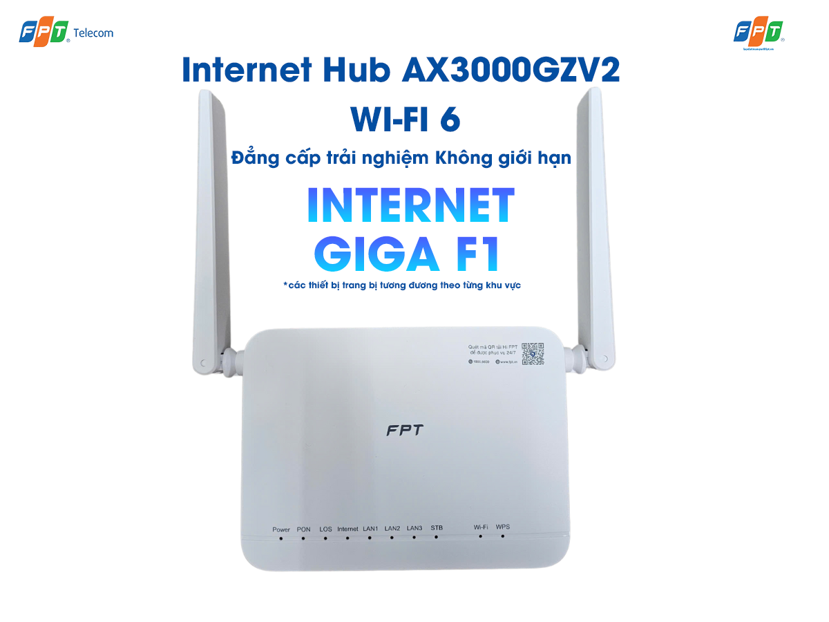 thiết bị wifi 6 Ax3000gzv2 ở gói cước internet giga f1 của fpt