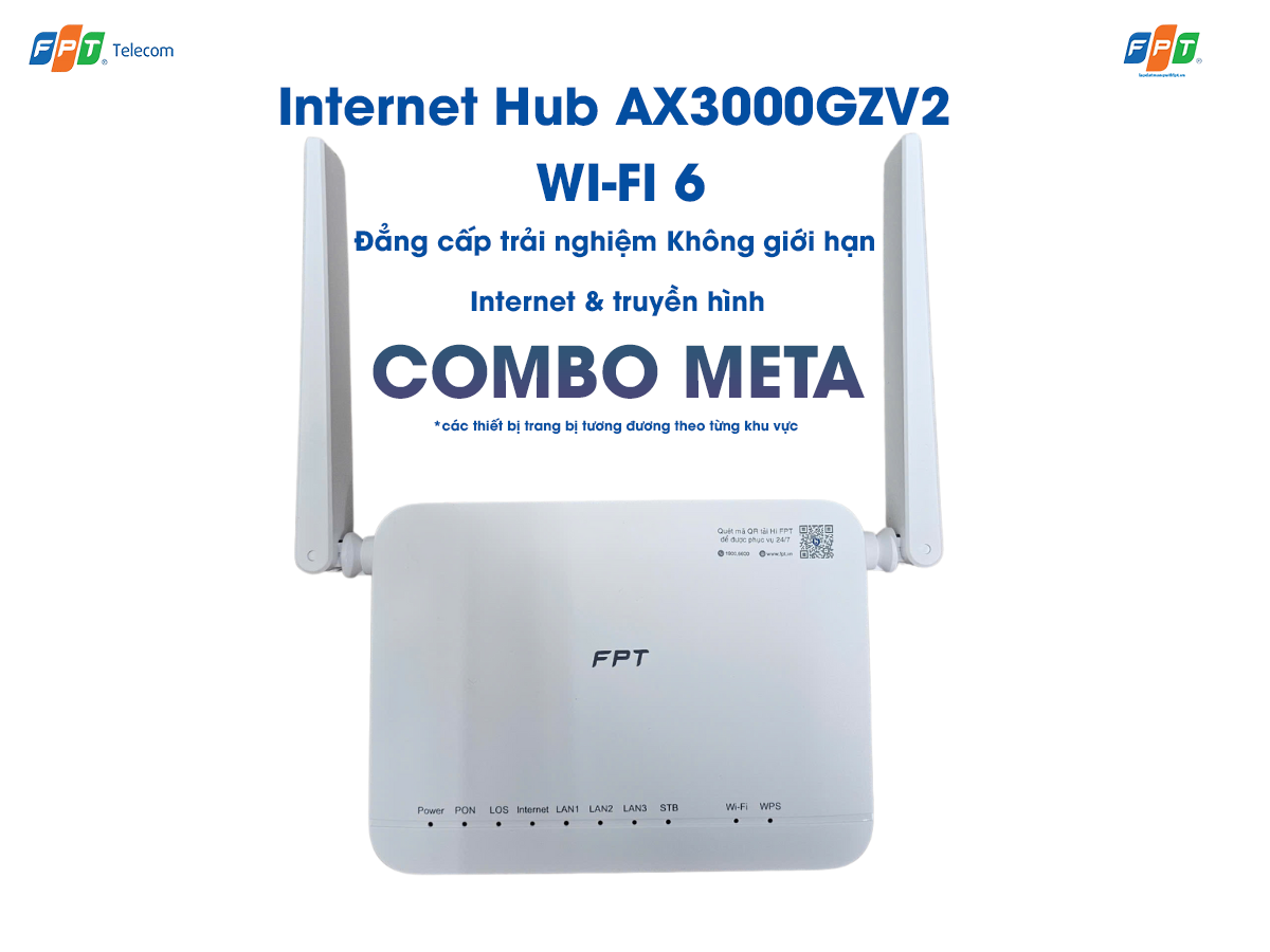 mặt đứng thiết bị wifi 6 Ax3000gzv2 ở gói cước combo meta của fpt