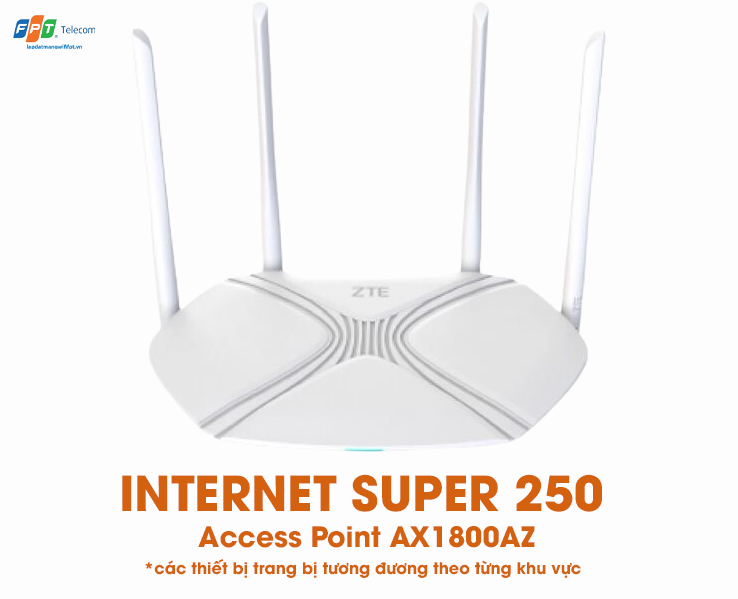 thiết bị wifi 6 ap ax1800az ở gói cước internet super 250 của fpt