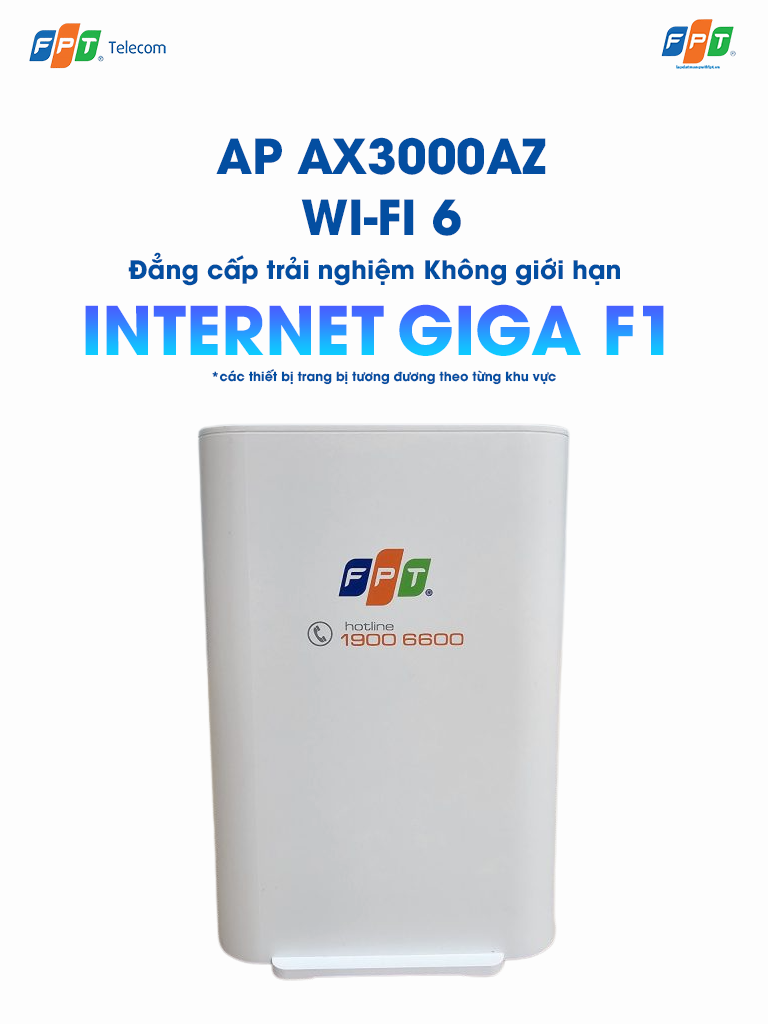 thiết bị wifi 6 Ax3000az ở gói cước internet giga f1 của fpt