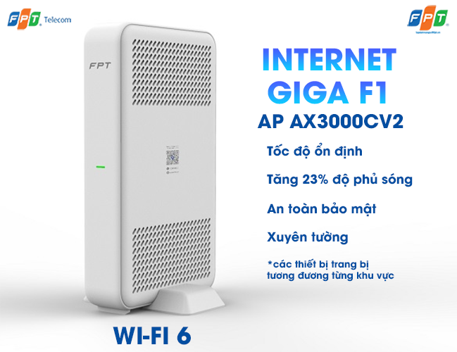 thiết bị wifi 6 Ax3000cv2 ở gói cước internet giga f1 của fpt