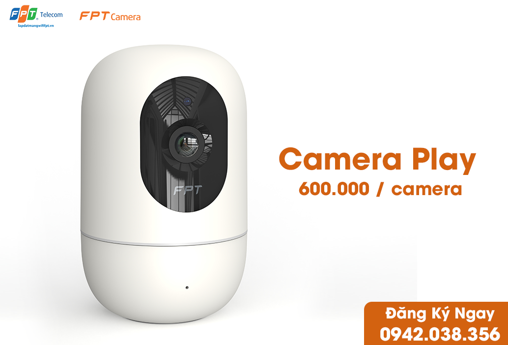 hình ảnh mặt trước camera iq thông minh của FPT thiết kế gọn nhẹ, để bàn, đàm thoại 2 chiều, xoay ngang