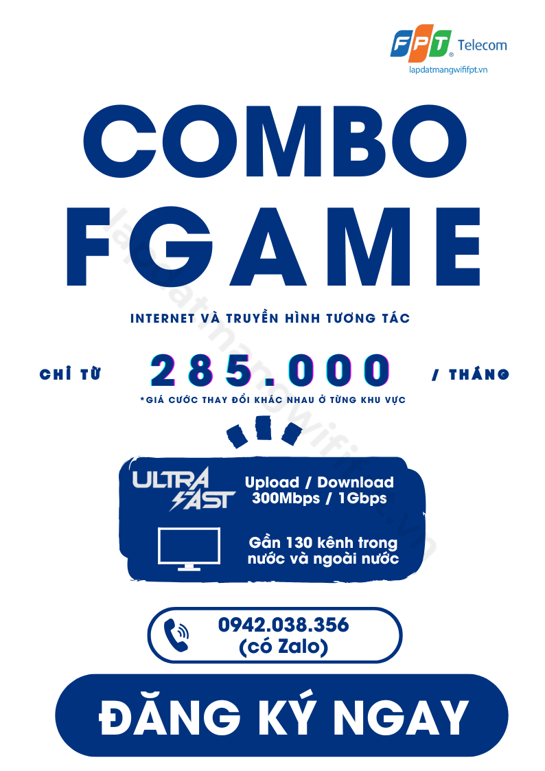 gói cước combo fgame của fpt giá chỉ từ 285k / tháng