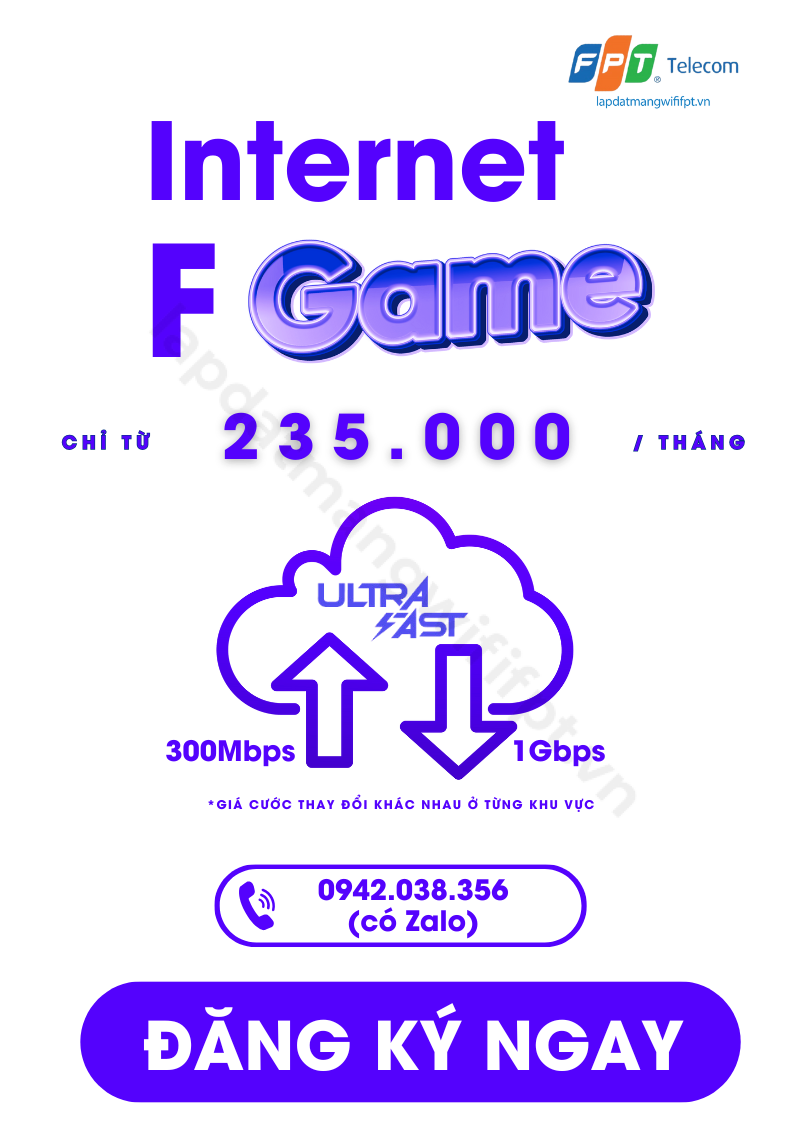 là gói dịch vụ internet fgame của fpt giá chỉ từ 235k / tháng