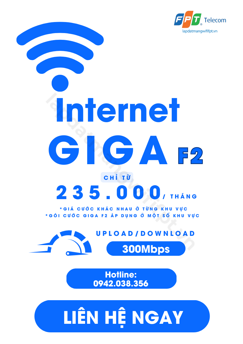 gói cước internet giga f2 giá chỉ từ 235k / tháng