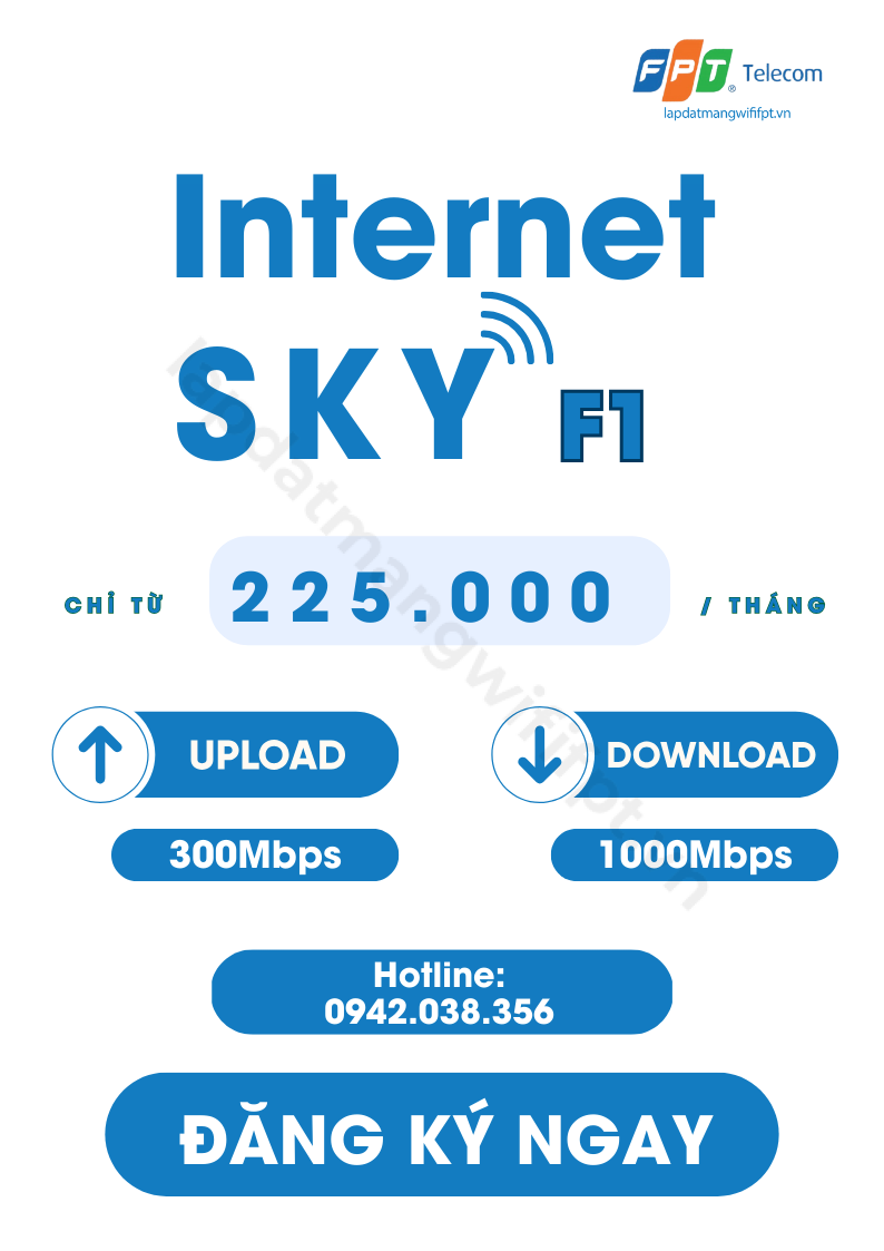 gói cước internet sky f1 của fpt giá chỉ từ 225k / tháng